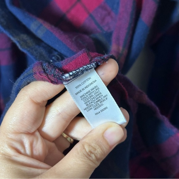 Express Men Button Down Long Sleeve Flannel Blue/Red Shirt size Large. - Picture 8 of 8